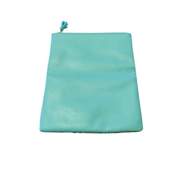 Rachel Pally Reversible Foldover Clutch Bag Coral Mint Floral Print Tassel Zip - Picture 2 of 5